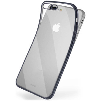 moex Chrome Case für iPhone 8 Plus – Handy Bumper mit Chrom Rand – Transparente Hülle – Anthracite-Black