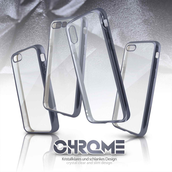 moex Chrome Case für iPhone 8 Plus – Handy Bumper mit Chrom Rand – Transparente Hülle – Weiteres Produktbild 6