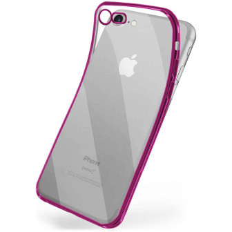 moex moex Chrome Case für iPhone 8 – Handy Bumper mit Chrom Rand – Transparente Hülle – Berry
