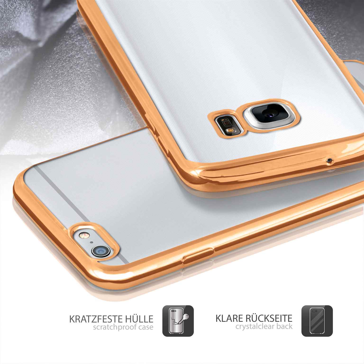 moex Chrome Case für iPhone X – Handy Bumper mit Chrom Rand – Transparente Hülle – Weiteres Produktbild 4