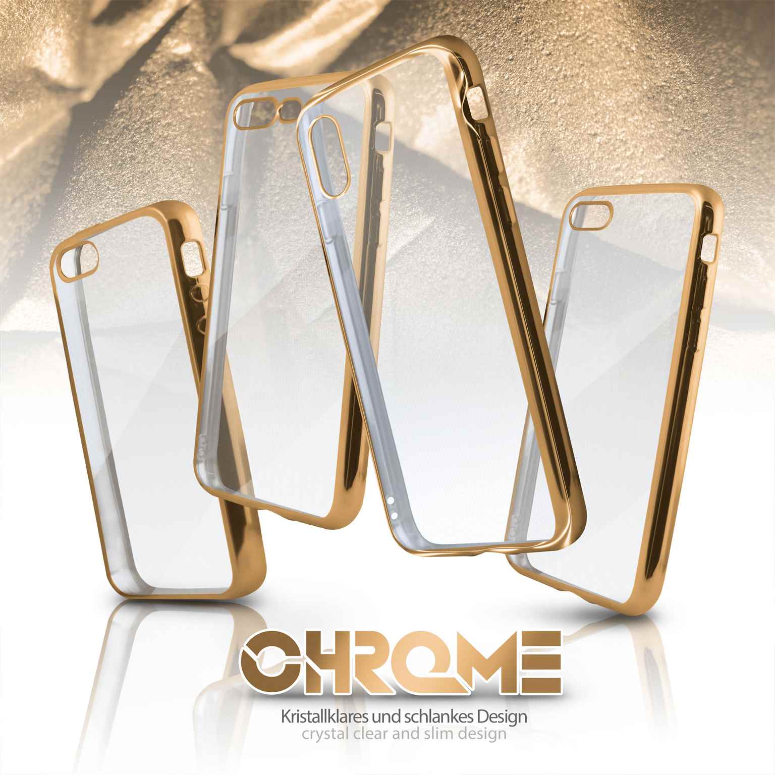 moex Chrome Case für iPhone X – Handy Bumper mit Chrom Rand – Transparente Hülle – Weiteres Produktbild 5