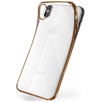 moex Chrome Case für iPhone XS – Handy Bumper mit Chrom Rand – Transparente Hülle – Gold moex Chrome Case für iPhone XS – Handy Bumper mit Chrom Rand – Transparente Hülle – Gold