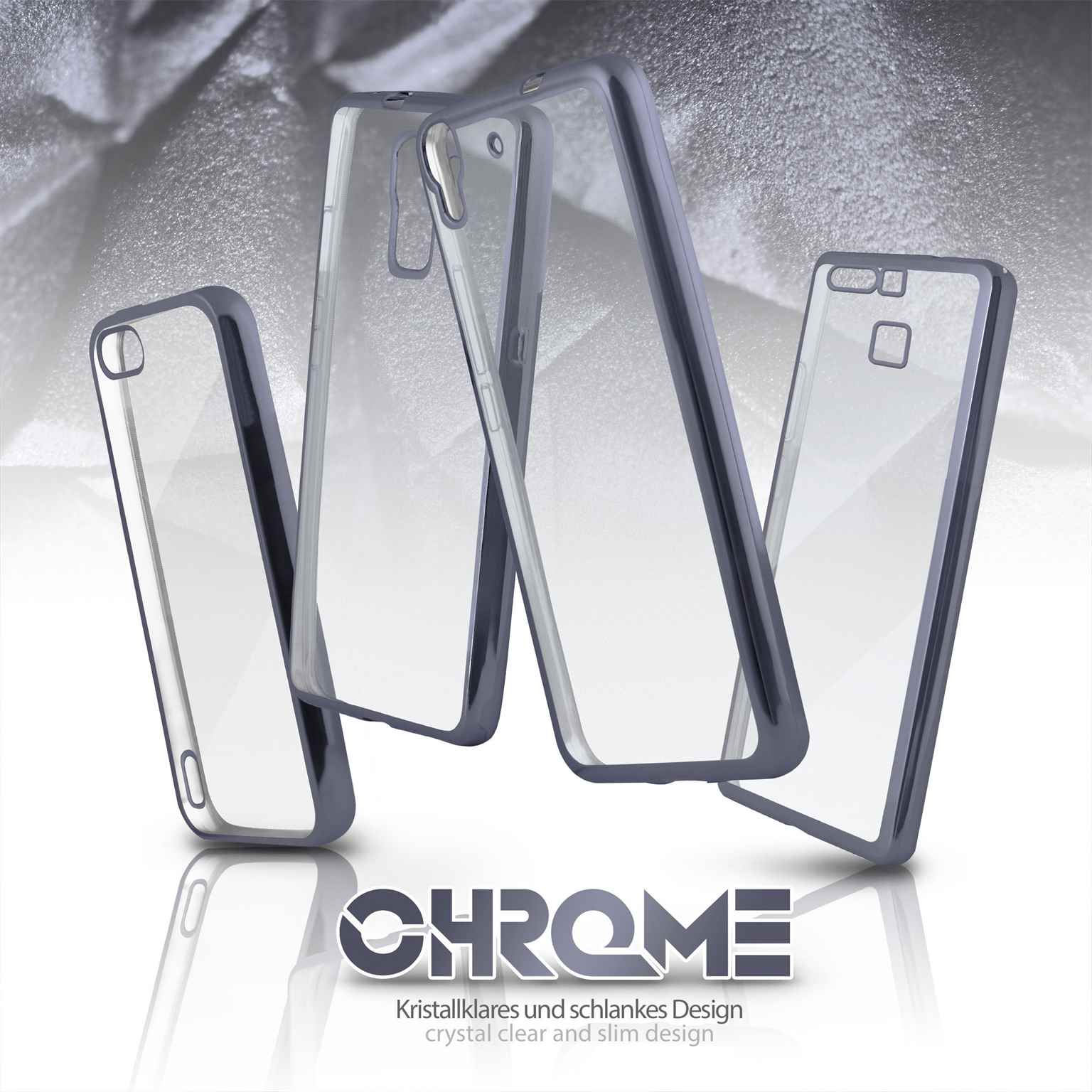 moex Chrome Case für Huawei GX8 – Handy Bumper mit Chrom Rand – Transparente Hülle – Weiteres Produktbild 5