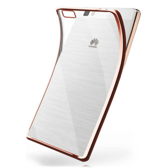 moex moex Chrome Case für Huawei P8 Lite 2015 – Handy Bumper mit Chrom Rand – Transparente Hülle – Rose