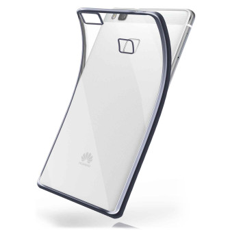 moex moex Chrome Case für Huawei P9 Lite – Handy Bumper mit Chrom Rand – Transparente Hülle – Anthracite-Black