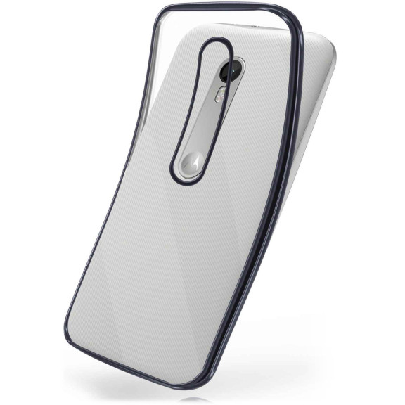 moex Chrome Case für Motorola Moto G3 – Handy Bumper mit Chrom Rand – Transparente Hülle – Weiteres Produktbild 1