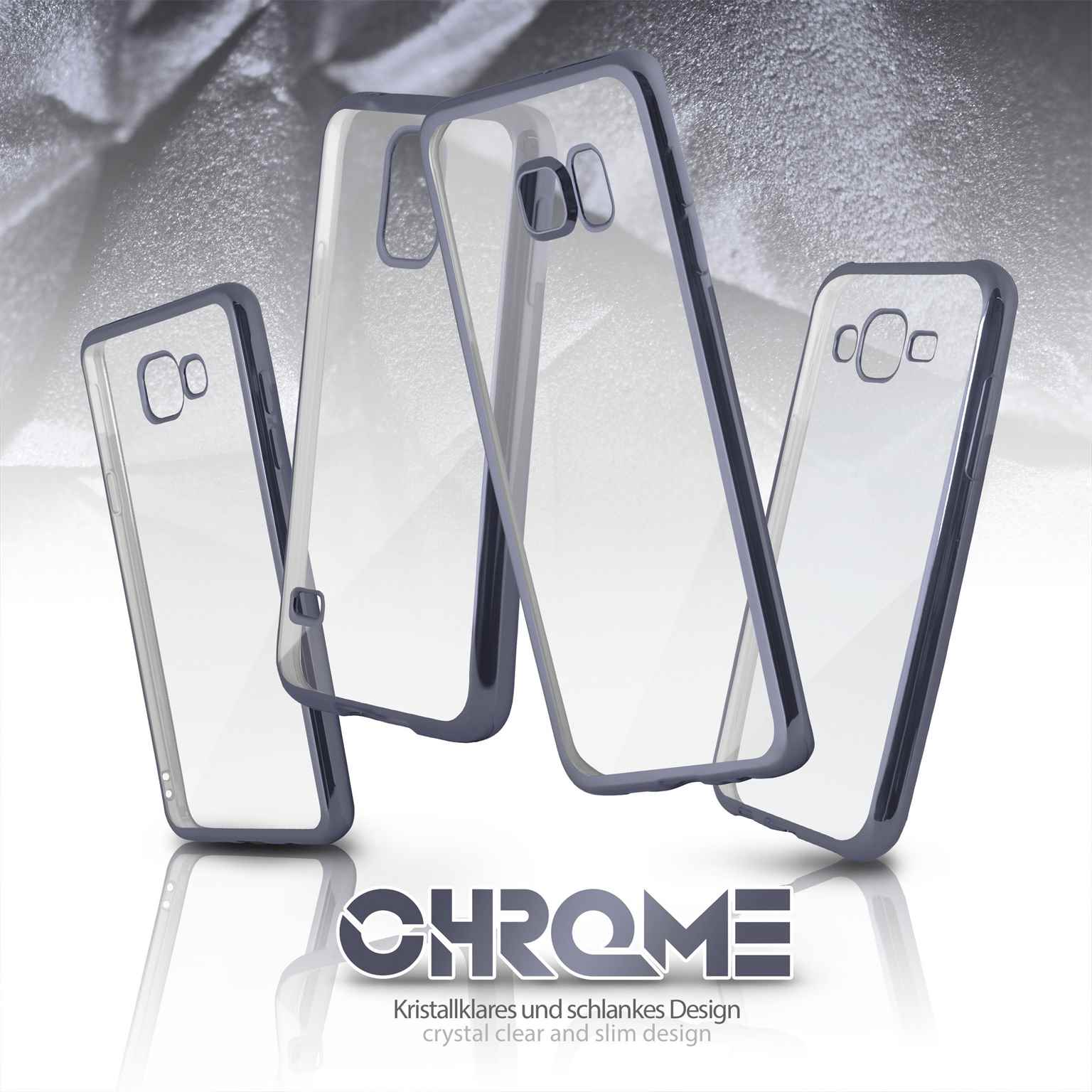 moex Chrome Case für Samsung Galaxy A3 (2016) – Handy Bumper mit Chrom Rand – Transparente Hülle – Weiteres Produktbild 5