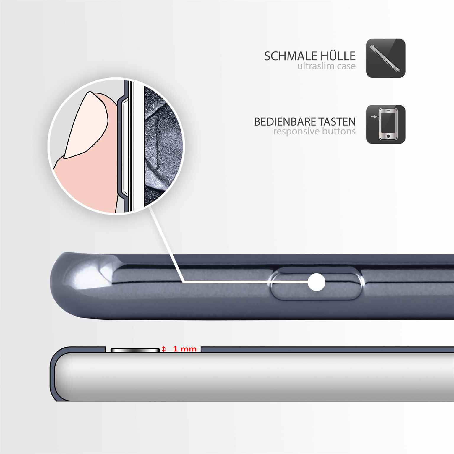 moex Chrome Case für Samsung Galaxy A5 (2015) – Handy Bumper mit Chrom Rand – Transparente Hülle – Weiteres Produktbild 2