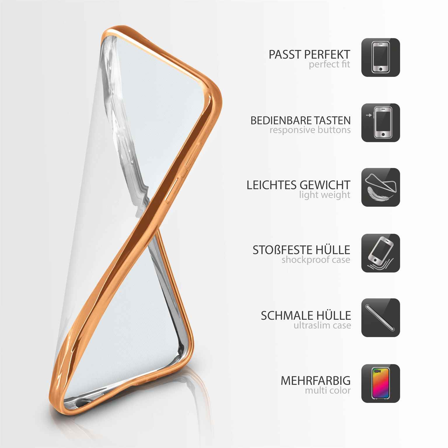 moex Chrome Case für Samsung Galaxy Grand Prime – Handy Bumper mit Chrom Rand – Transparente Hülle – Weiteres Produktbild 1