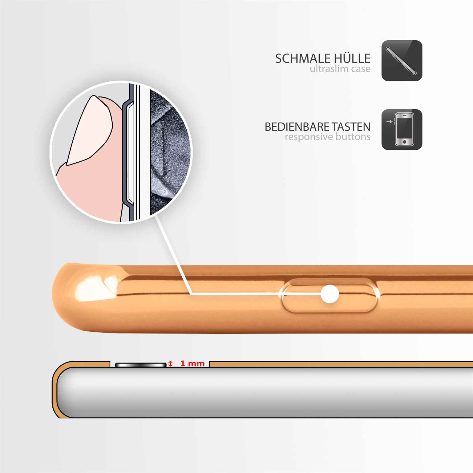 moex Chrome Case für Samsung Galaxy Grand Prime – Handy Bumper mit Chrom Rand – Transparente Hülle – Weiteres Produktbild 2