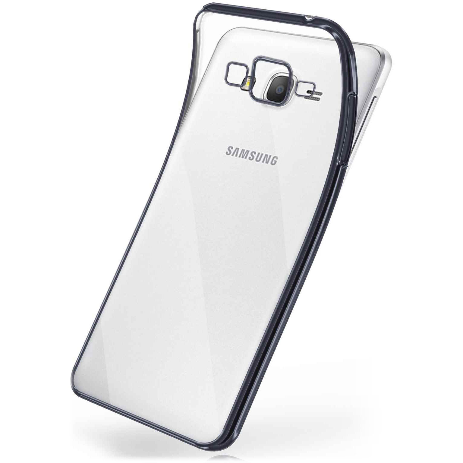 moex Chrome Case für Samsung Galaxy Grand Prime – Handy Bumper mit Chrom Rand – Transparente Hülle Hauptbild