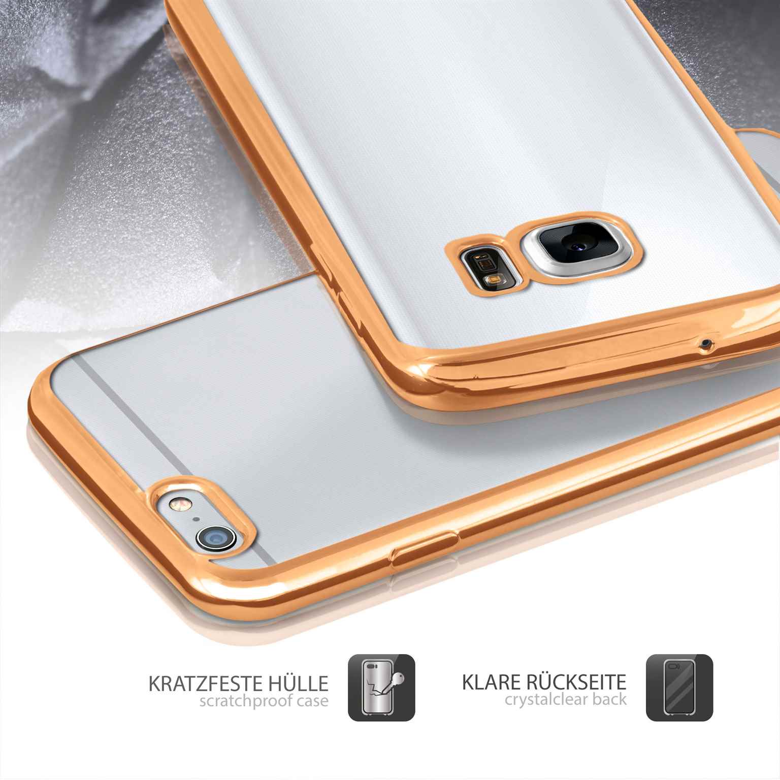 moex Chrome Case für Samsung Galaxy J5 (2015) – Handy Bumper mit Chrom Rand – Transparente Hülle – Weiteres Produktbild 5