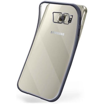 moex moex Chrome Case für Samsung Galaxy S6 Edge – Handy Bumper mit Chrom Rand – Transparente Hülle – Anthracite-Black