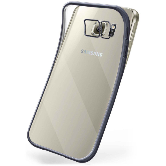 moex Chrome Case für Samsung Galaxy S6 Edge – Handy Bumper mit Chrom Rand – Transparente Hülle – Weiteres Produktbild 1