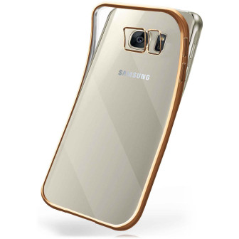 moex moex Chrome Case für Samsung Galaxy S7 Edge – Handy Bumper mit Chrom Rand – Transparente Hülle – Gold