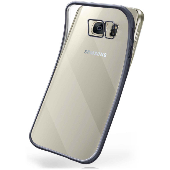 moex Chrome Case für Samsung Galaxy S7 Edge – Handy Bumper mit Chrom Rand – Transparente Hülle – Weiteres Produktbild 1