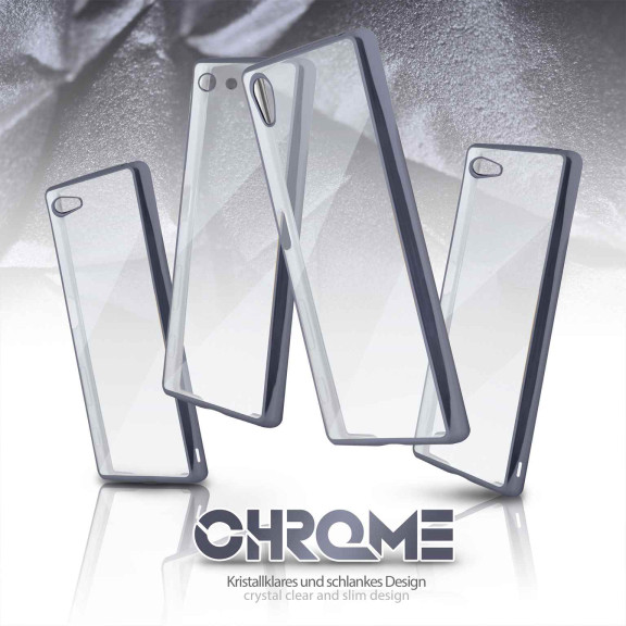 moex Chrome Case für Sony Xperia M5 – Handy Bumper mit Chrom Rand – Transparente Hülle – Weiteres Produktbild 6
