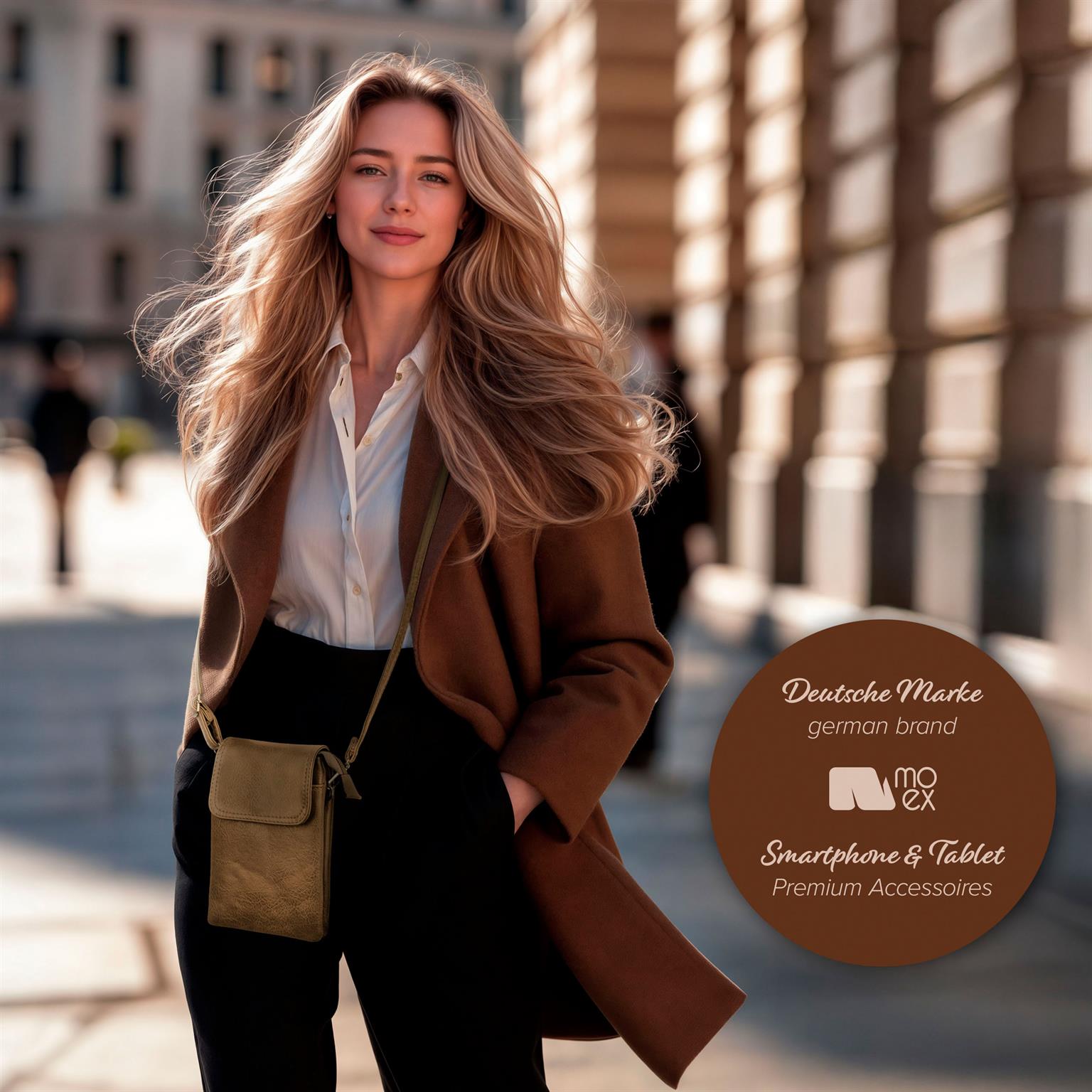 moex Handytasche zum Umhängen für Damen aus Leder – Classic Sling – Weiteres Produktbild 3 moex Handytasche zum Umhängen für Damen aus Leder – Classic Sling – Weiteres Produktbild 3