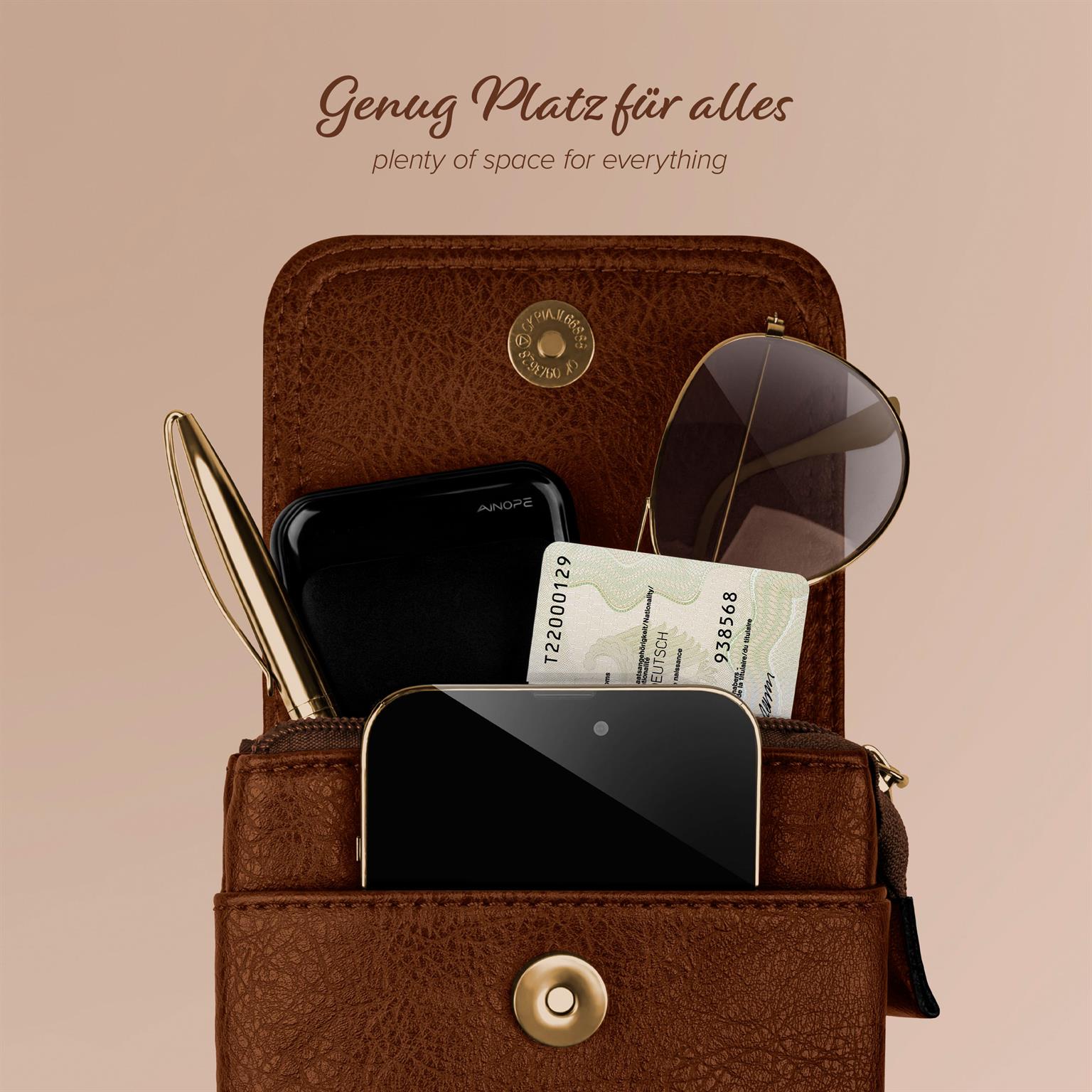 moex Handytasche zum Umhängen für Damen aus Leder – Classic Sling – Weiteres Produktbild 4 moex Handytasche zum Umhängen für Damen aus Leder – Classic Sling – Weiteres Produktbild 4