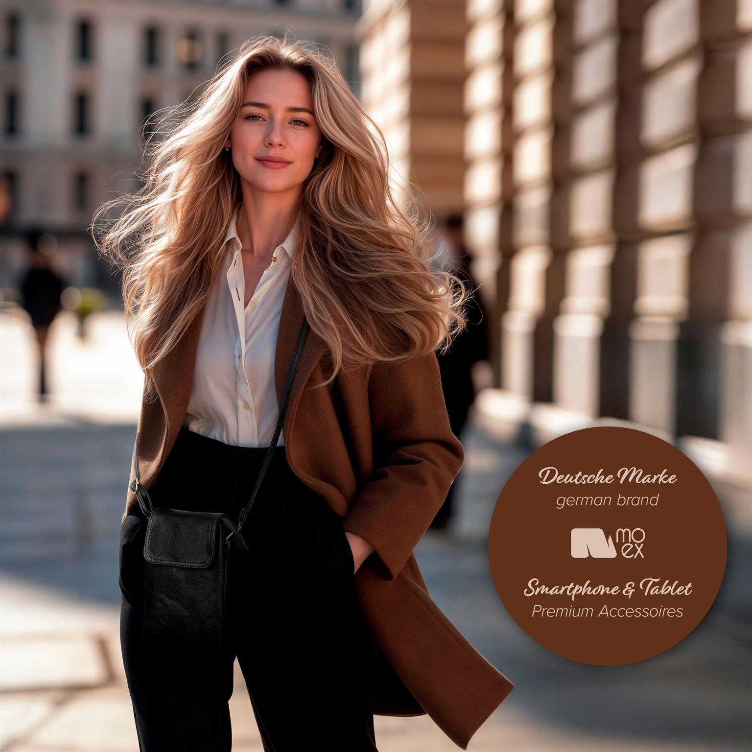 moex Handytasche zum Umhängen für Damen aus Leder – Classic Sling – Weiteres Produktbild 3 moex Handytasche zum Umhängen für Damen aus Leder – Classic Sling – Weiteres Produktbild 3