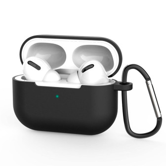 moex Clip Case AirPods Pro 1 Silikonhülle mit Karabiner – Schwarz
