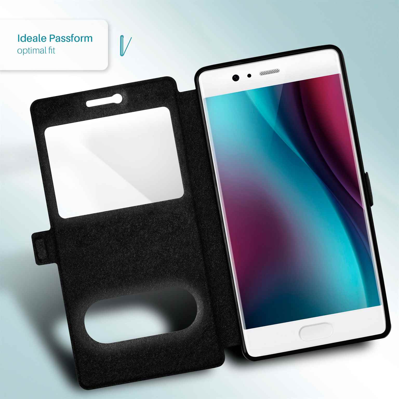 moex Comfort Case für Huawei Honor View 20 – Klapphülle mit Fenster, ultra dünnes Flip Case – Weiteres Produktbild 3