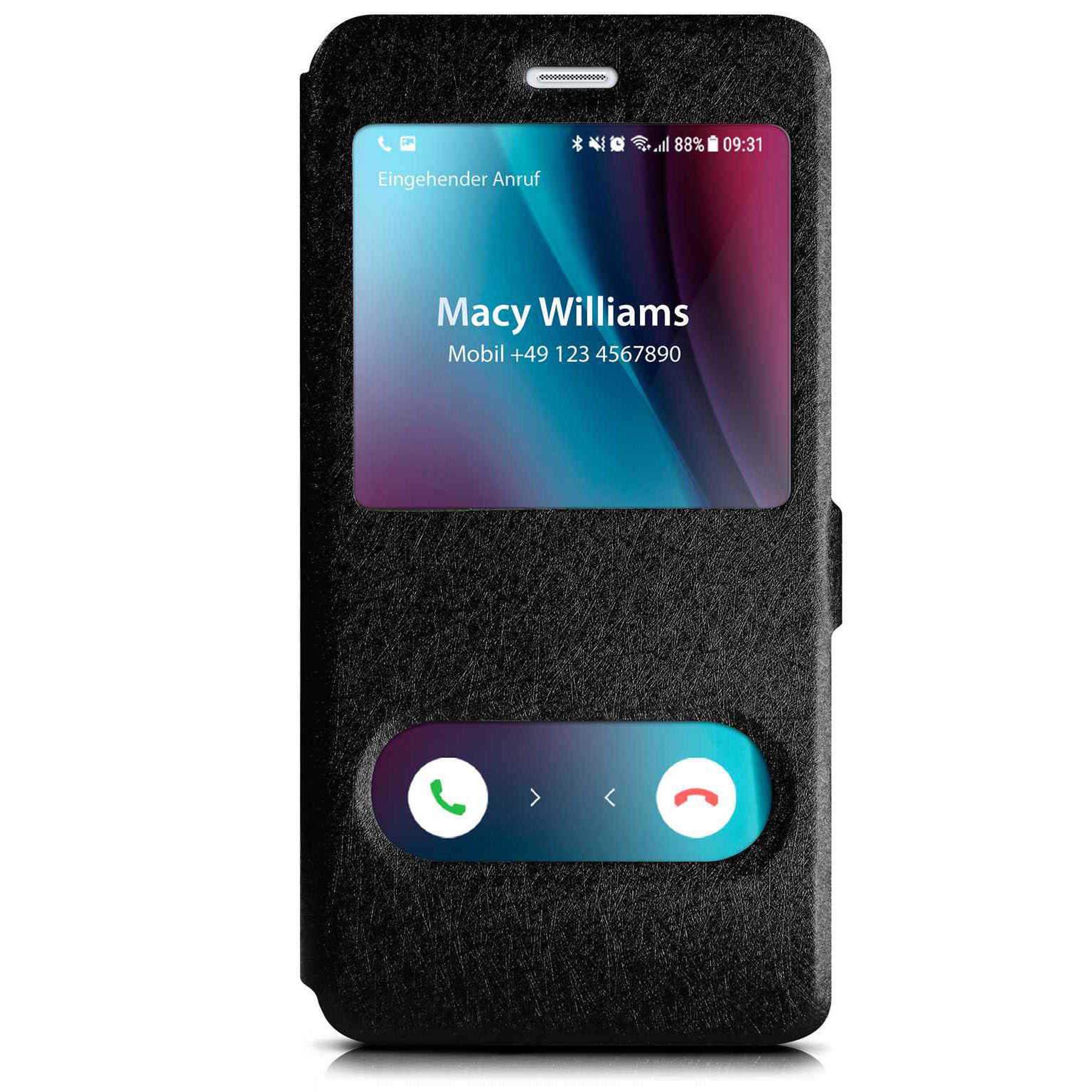 moex Comfort Case für Huawei P8 Lite 2017 – Klapphülle mit Fenster, ultra dünnes Flip Case – undefined