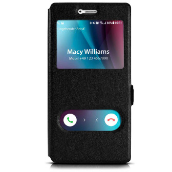 moex moex Comfort Case für Huawei P9 Lite – Klapphülle mit Fenster, ultra dünnes Flip Case – Schwarz