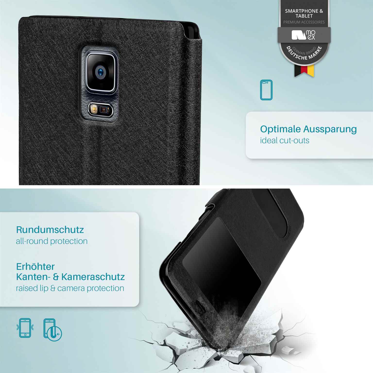 moex Comfort Case für Samsung Galaxy Note 4 – Klapphülle mit Fenster, ultra dünnes Flip Case – Weiteres Produktbild 4