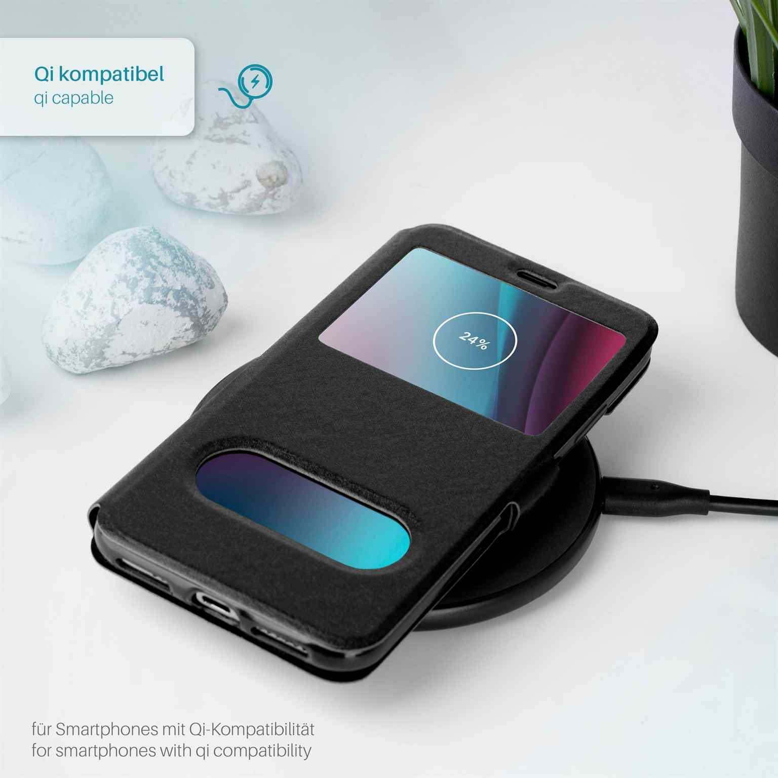 moex Comfort Case für Samsung Galaxy Note 4 – Klapphülle mit Fenster, ultra dünnes Flip Case – Weiteres Produktbild 5