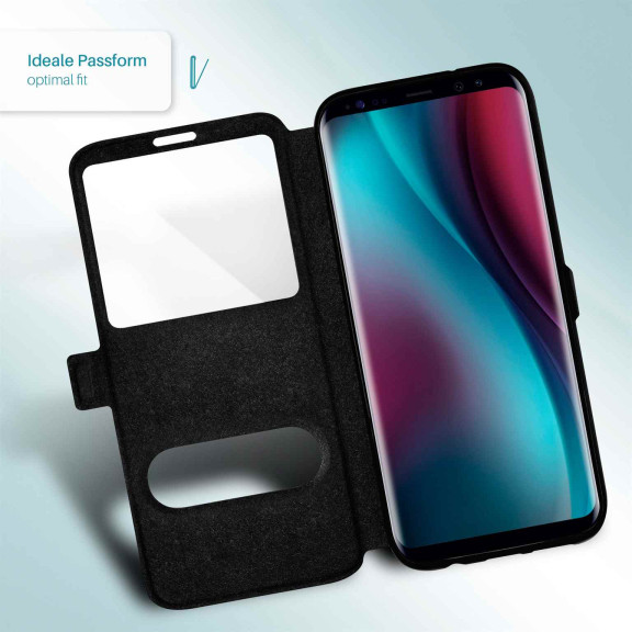 moex Comfort Case für Samsung Galaxy S6 – Klapphülle mit Fenster, ultra dünnes Flip Case – Weiteres Produktbild 4