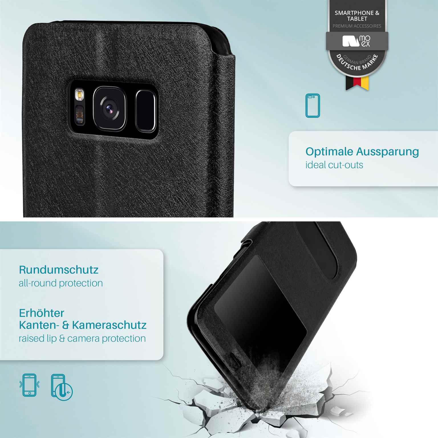 moex Comfort Case für Samsung Galaxy S8 Plus – Klapphülle mit Fenster, ultra dünnes Flip Case – Weiteres Produktbild 4