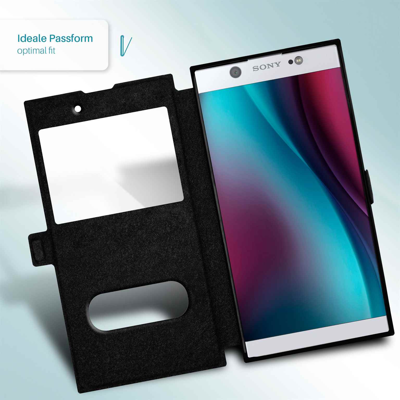 moex Comfort Case für Sony Xperia XA1 Ultra – Klapphülle mit Fenster, ultra dünnes Flip Case – Weiteres Produktbild 3