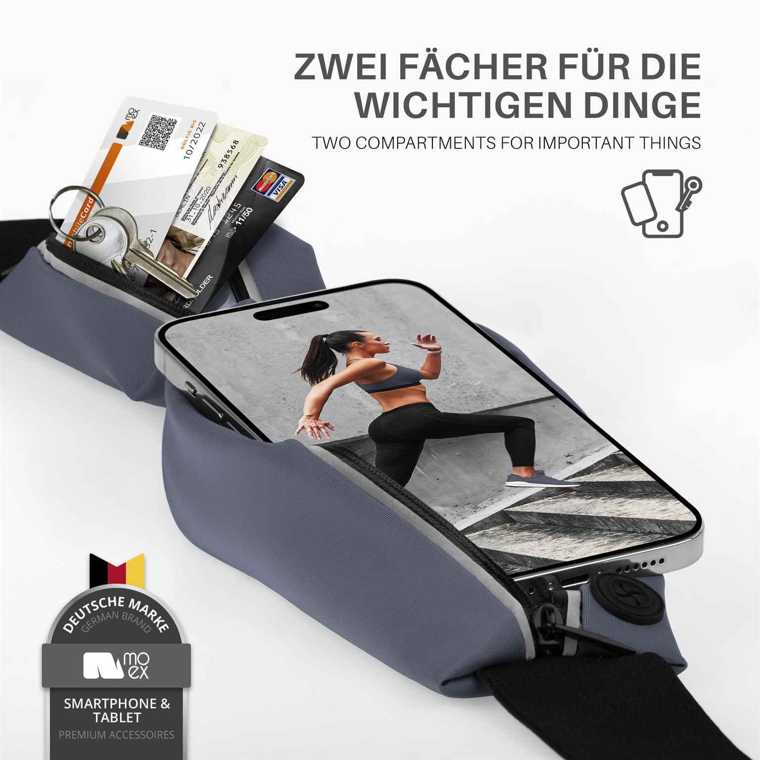 moex Easy Bag iPhone 15 Plus Laufgürtel zum Joggen – Weiteres Produktbild 2