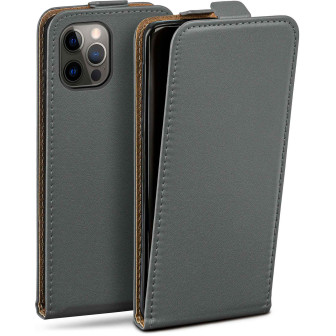 moex moex Flip Case iPhone 12 Pro Max Klapphülle Leder Optik – Anthracite-Gray