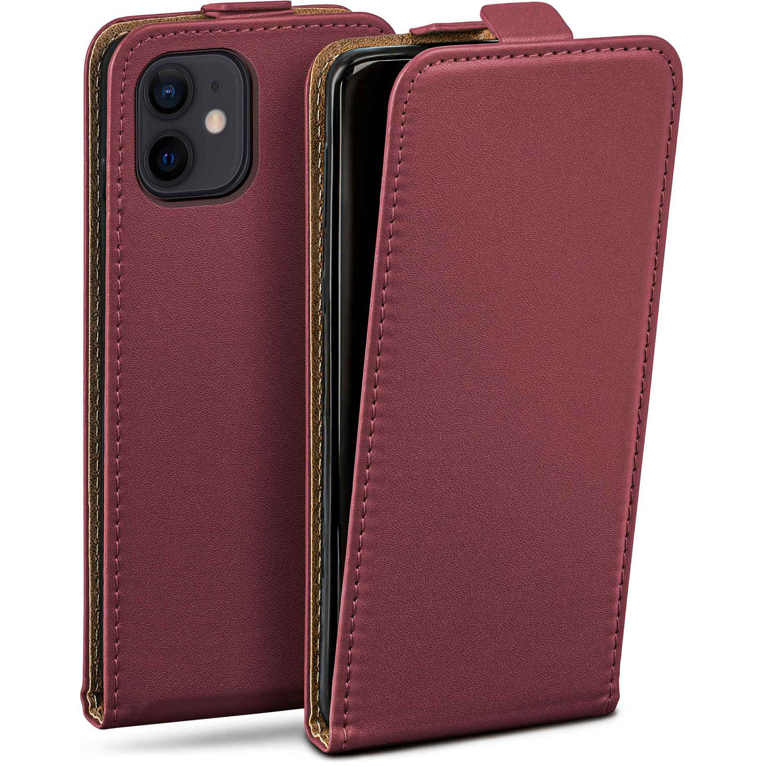 moex Flip Case iPhone 12 Klapphülle Leder Optik Hauptbild