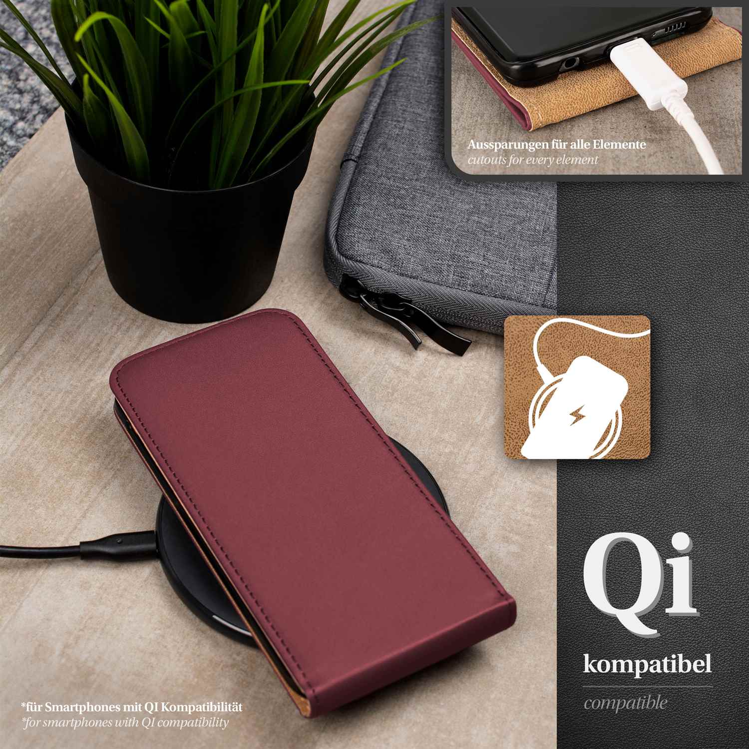 moex Flip Case iPhone 12 Klapphülle Leder Optik – Weiteres Produktbild 5