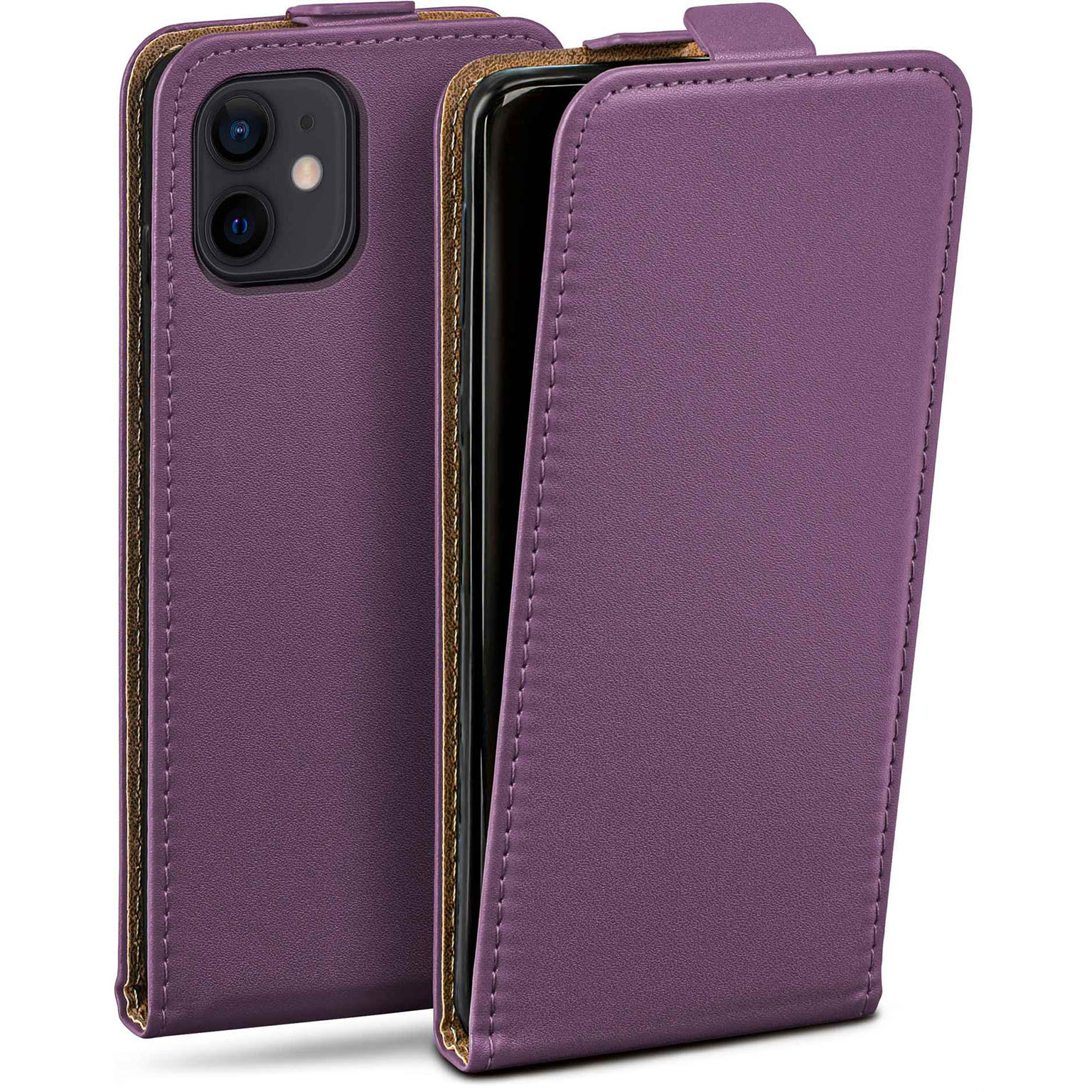 moex Flip Case iPhone 12 Klapphülle Leder Optik Hauptbild