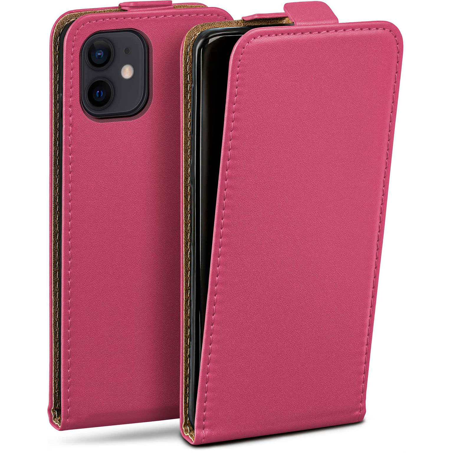 moex Flip Case iPhone 12 Klapphülle Leder Optik Hauptbild