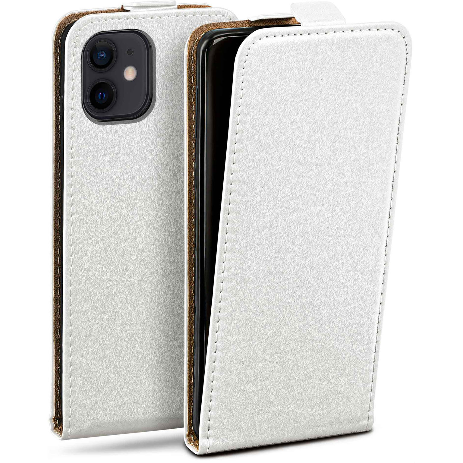 moex Flip Case iPhone 12 Klapphülle Leder Optik Hauptbild
