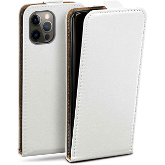moex moex Flip Case iPhone 12 Pro Klapphülle Leder Optik – Pearl-White