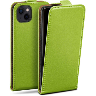 moex moex Flip Case iPhone 13 mini Klapphülle Leder Optik – Lime-Green