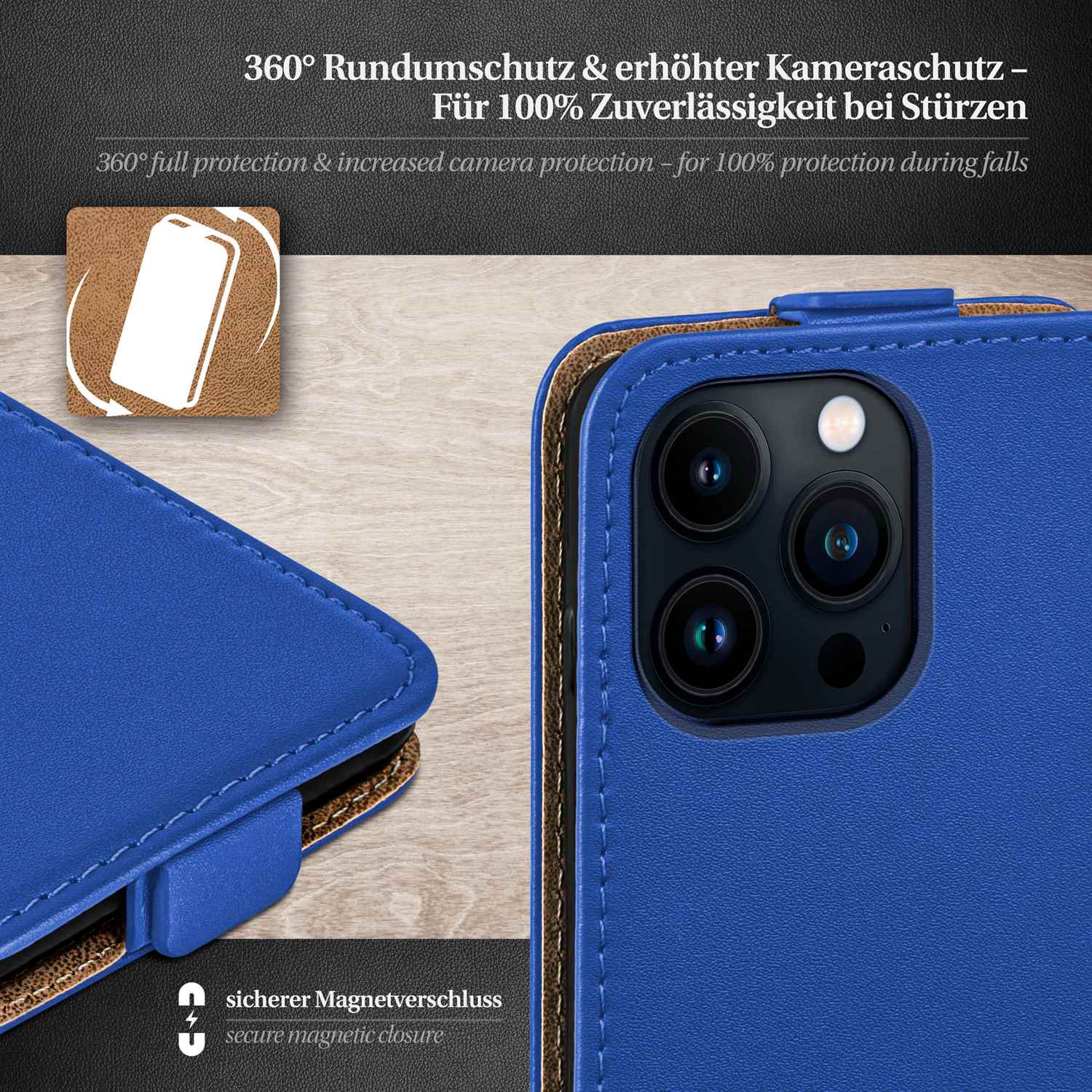 moex Flip Case iPhone 13 Pro Max Klapphülle Leder Optik – Weiteres Produktbild 3