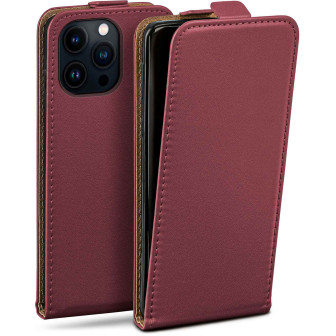 moex moex Flip Case iPhone 13 Pro Max Klapphülle Leder Optik – Maroon-Red