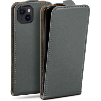 moex moex Flip Case iPhone 13 Klapphülle Leder Optik – Anthracite-Gray
