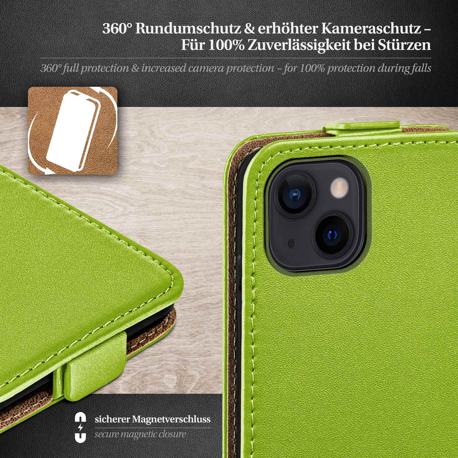 moex Flip Case iPhone 13 Klapphülle Leder Optik – Weiteres Produktbild 3