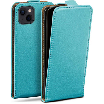 moex moex Flip Case iPhone 13 Klapphülle Leder Optik – Aqua-Cyan