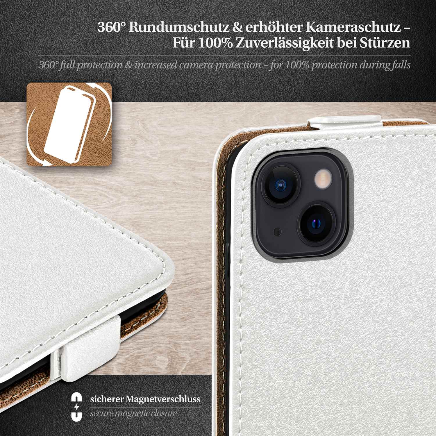 moex Flip Case iPhone 13 Klapphülle Leder Optik – Weiteres Produktbild 3