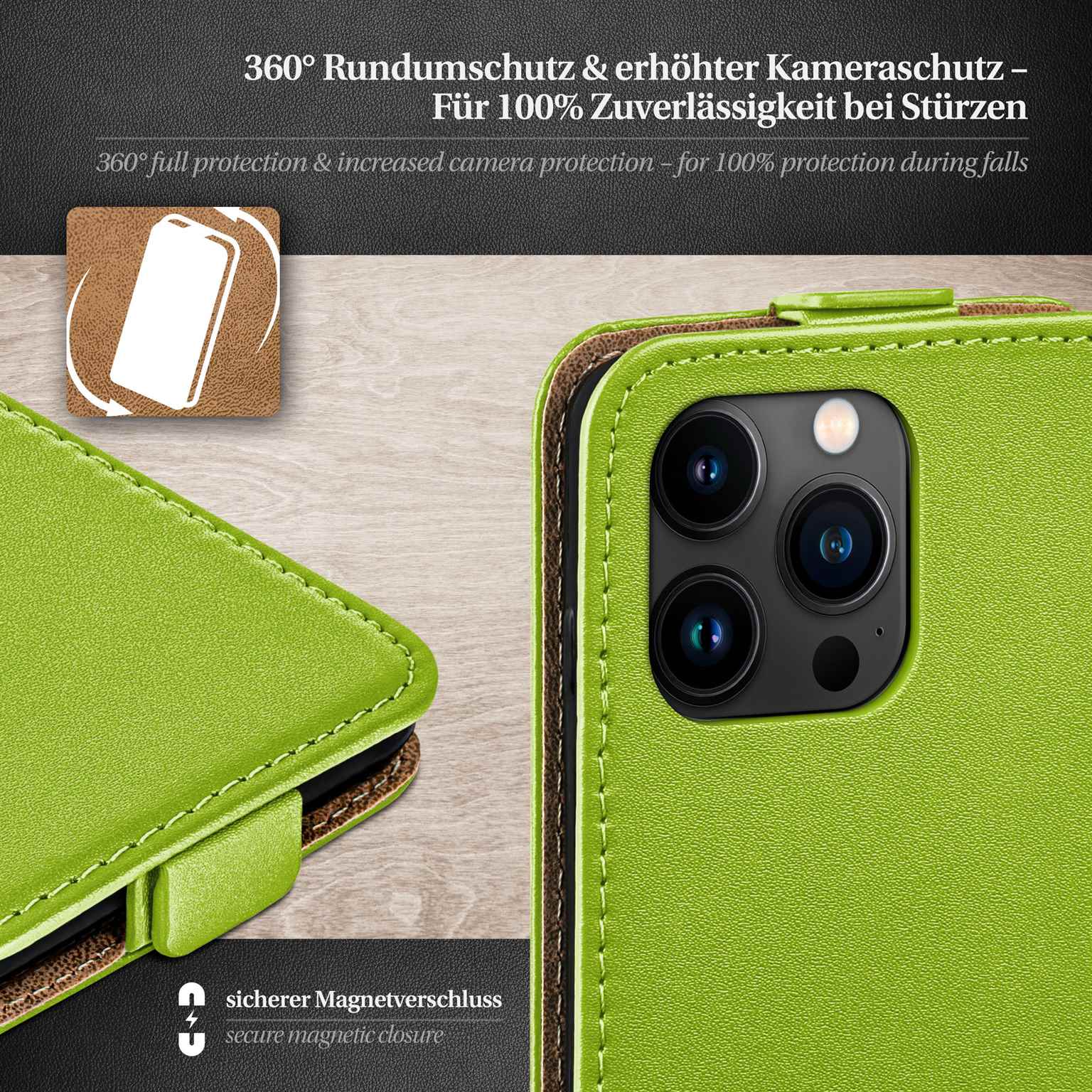 moex Flip Case iPhone 15 Pro Max Klapphülle Leder Optik – Weiteres Produktbild 3 moex Flip Case iPhone 15 Pro Max Klapphülle Leder Optik – Weiteres Produktbild 3