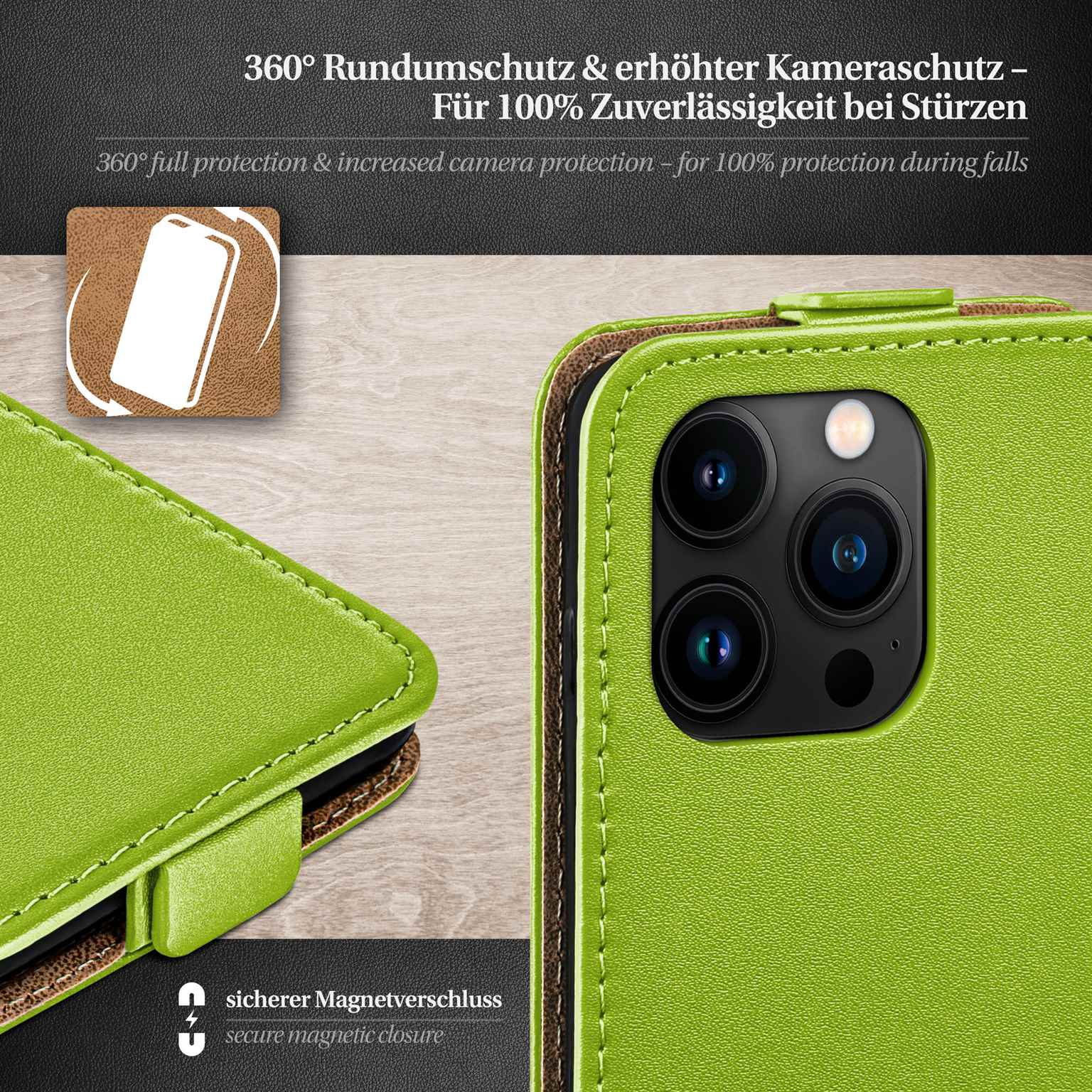 moex Flip Case iPhone 15 Pro Klapphülle Leder Optik – Weiteres Produktbild 3 moex Flip Case iPhone 15 Pro Klapphülle Leder Optik – Weiteres Produktbild 3